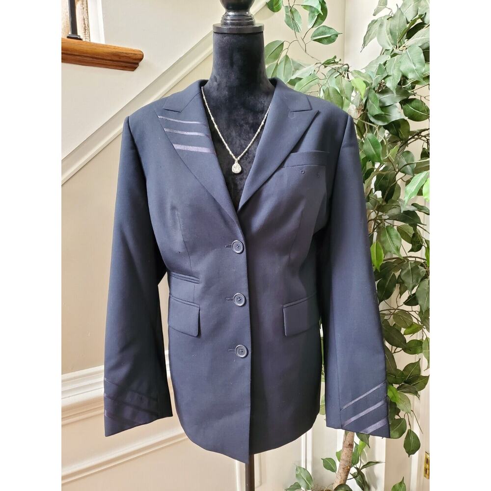 Delta Collection Women's Blue Polyester Long Sleeve Single‎ Breasted Blazer 16W